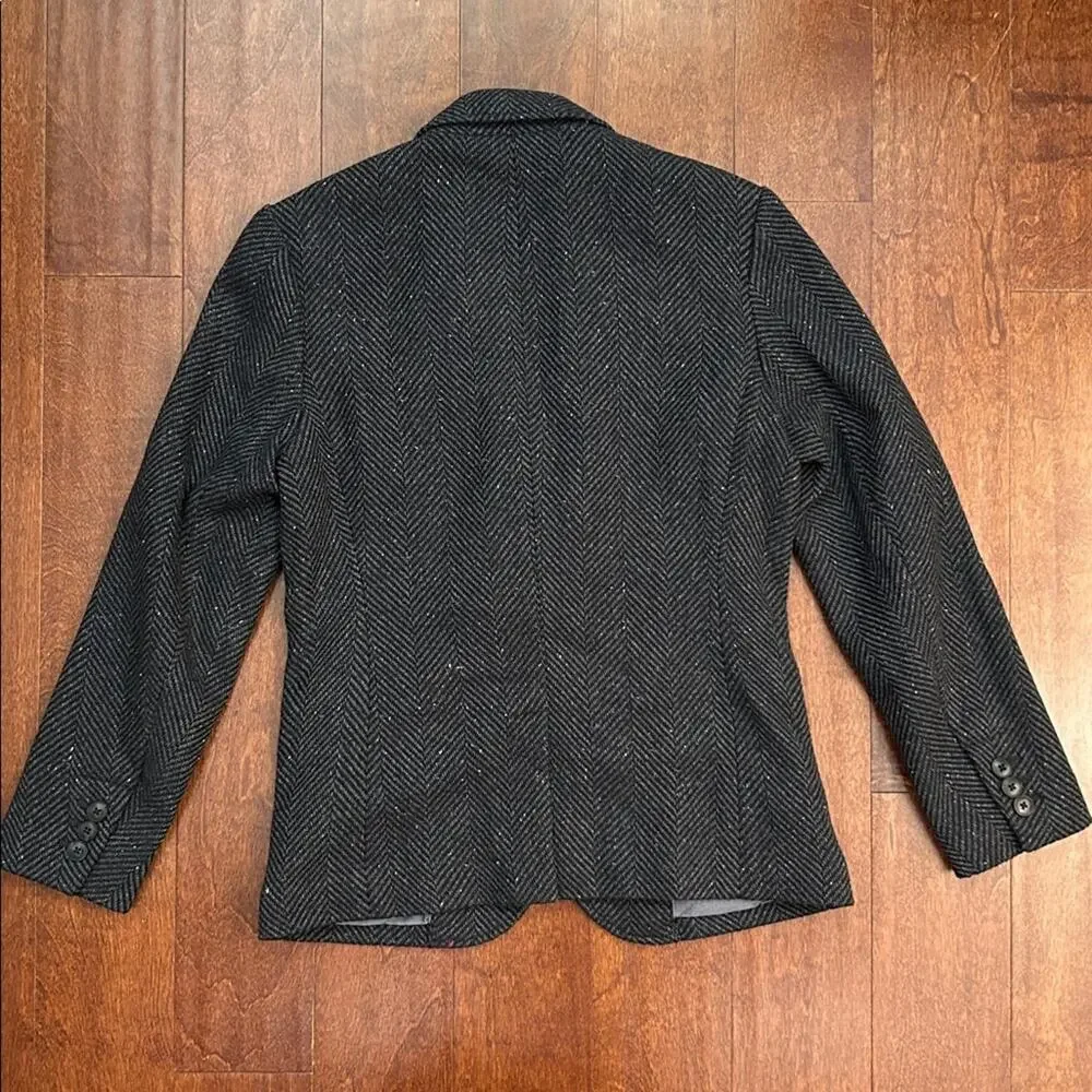 GAP Men’s Navy Herringbone Academia Blazer, Wool Blend, Size XS